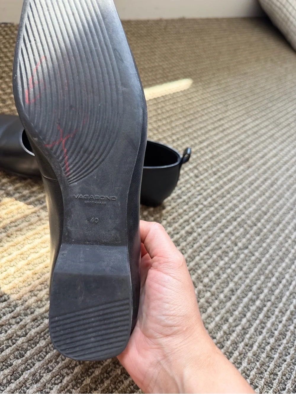 Vagabond Black Square-Toe Slip-On Flats